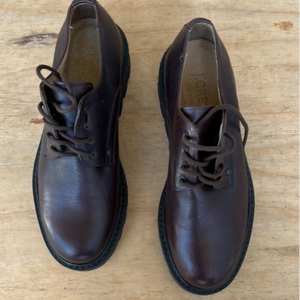 J.Crew Leather Lace Up Oxfords.Made In Italy. Brown.Rubber Sole Men’s Size 9